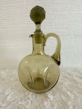 Vintage Green Glass Decanter